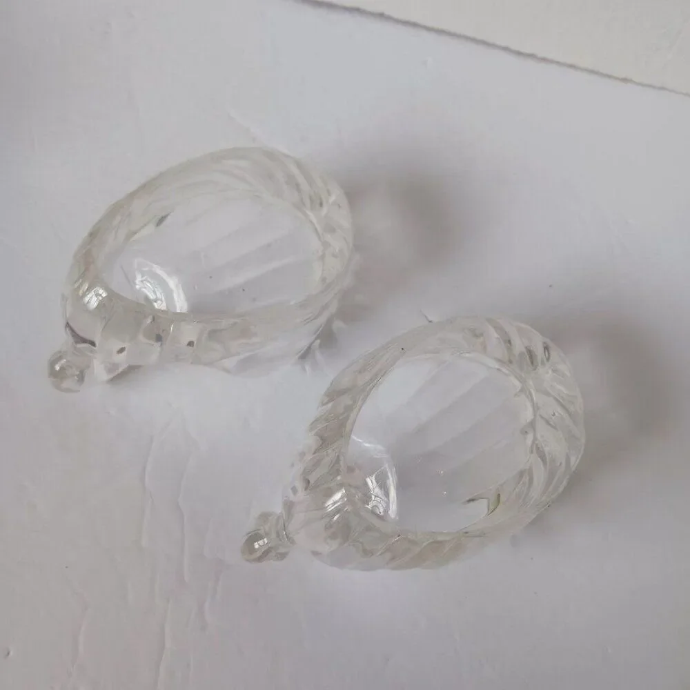 2 Vintage 70's Kitsch Clear Plastic Lucite Swan Soap Dish Trinket Holder